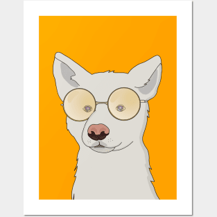 A Puppy Wearing Round Glasses Posters and Art